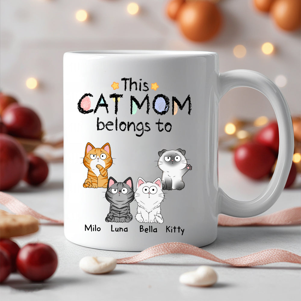Personalized Cat Mom Keychain - Custom Acrylic Keychain, Cute Cat Illustration, Gift for Cat Lovers