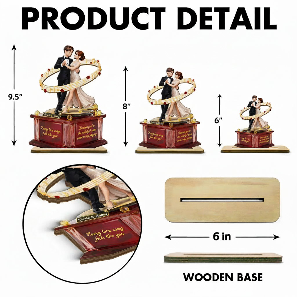 Personalized 2-Layer Wooden Plaque Dancing Couple with Musical Notes Romantic Gift for Him or Her, A Unique Love Keepsake