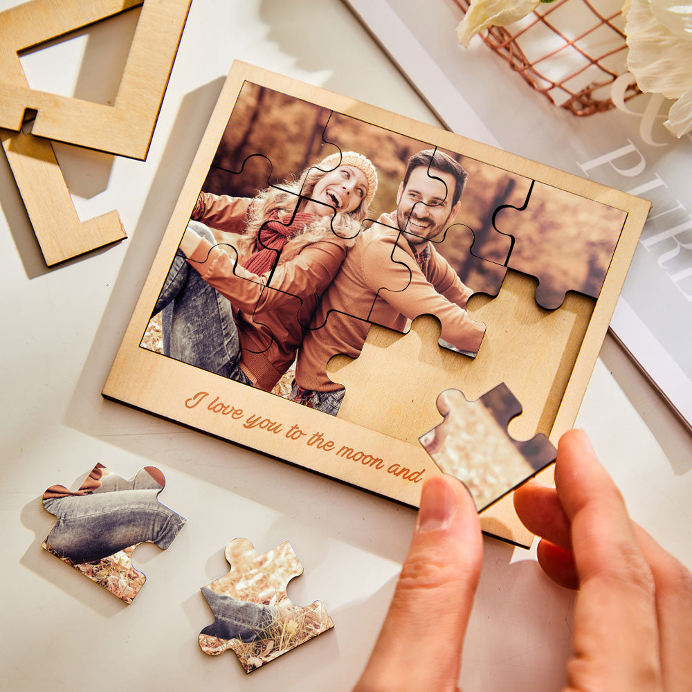 Any Photos - Personalized Couple Image Puzzle Photo Frame