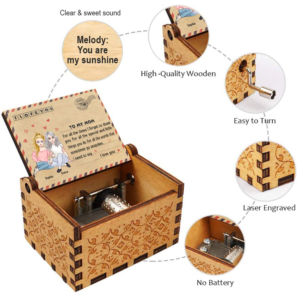 For All The Time I Forget To Thank You - Gift for mom, grandma, son, daughter, granddaughter, grandson - Personalized Hand Crank Music Box