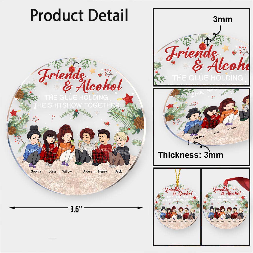 Alcohol Besties - Personalized Christmas Bestie Transparent Ornament