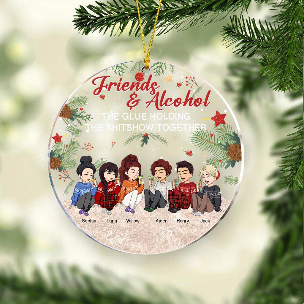 Alcohol Besties - Personalized Christmas Bestie Transparent Ornament