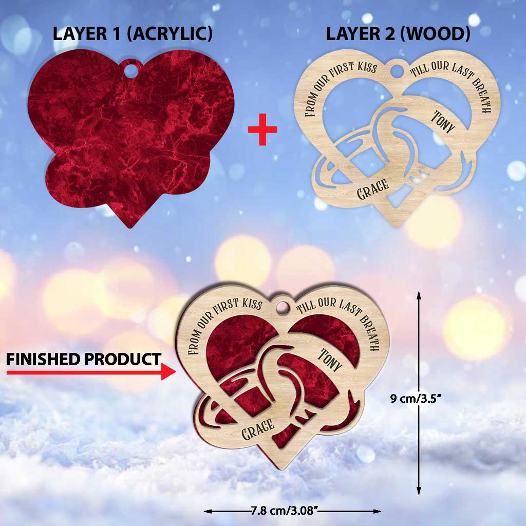 From Our First Kiss - Personalized Christmas Couple Layers Mix Ornament