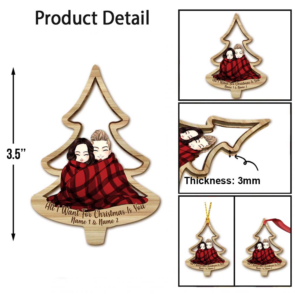 Lovely Cozy Couple Christmas Tree - Personalized Christmas Couple Ornament