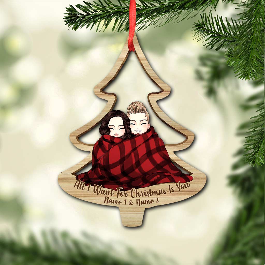 Lovely Cozy Couple Christmas Tree - Personalized Christmas Couple Ornament