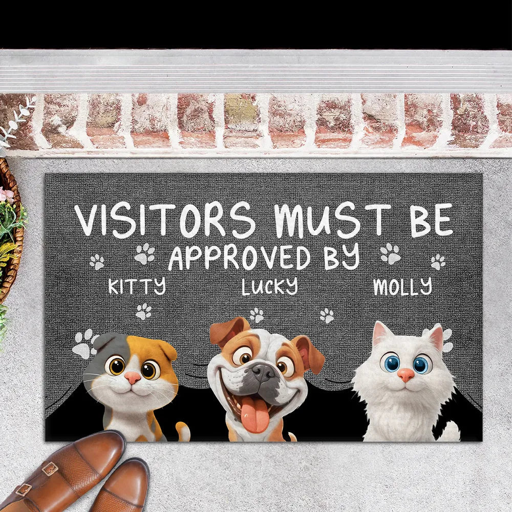 Custom Doormat with Cat & Dog Cartoon Design for Pet Lovers