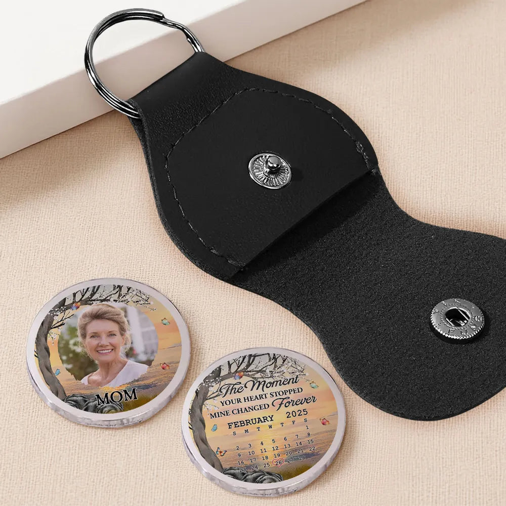 Personalized Pocket Hug with Photo Memorial for Mom, Sunset Tree Design, Unique Keepsake Gift From a Child