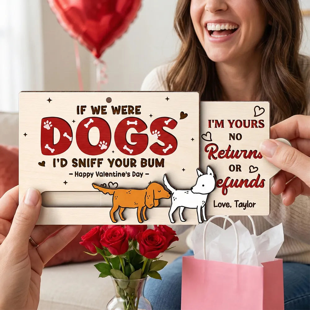 Personalized Wooden Sliding Ornament Funny Dogs I'd Sniff Your Bum for Couples A Unique Valentine's Gift
