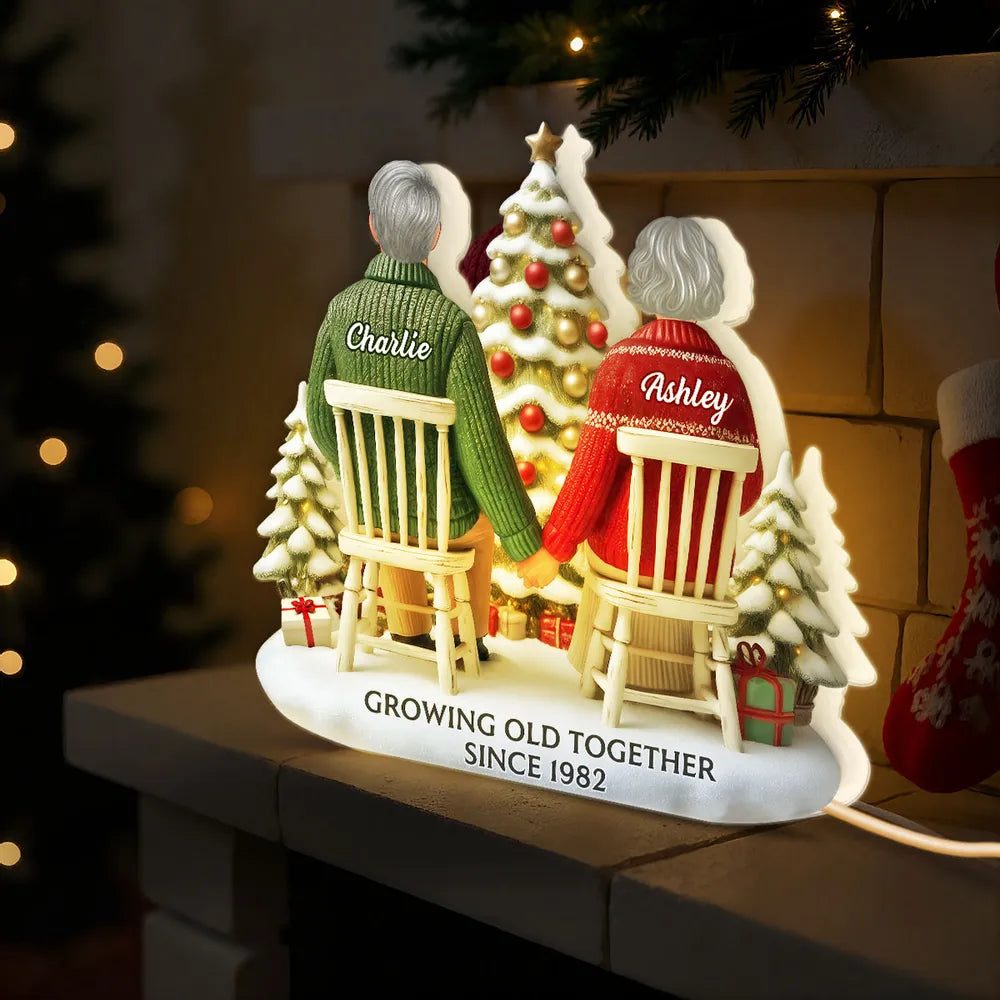 Custom Couple Acrylic Light Box with Cozy Christmas Tree, Soft Bedroom Lamp and Unique Romantic Gift