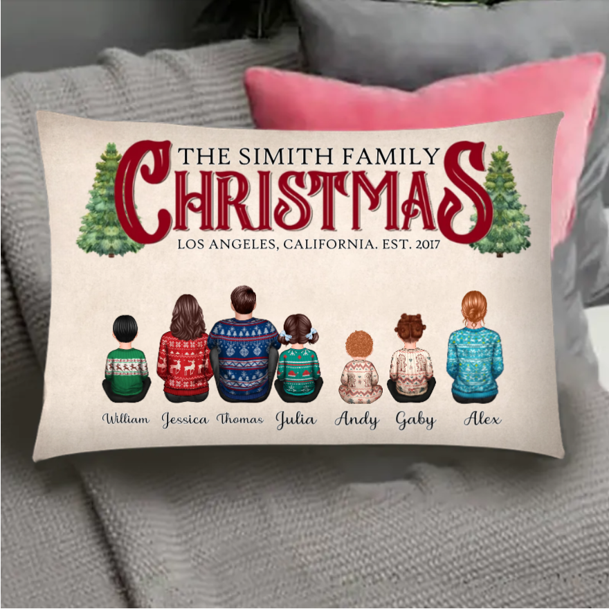 Christmas Family Sitting Together Personalized Poster, Christmas Decoration