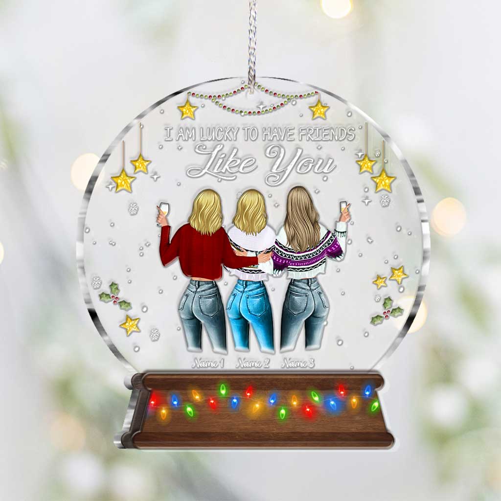 Friends By Heart And Sisters By Soul - Personalized Christmas Bestie Layers Mix Ornament