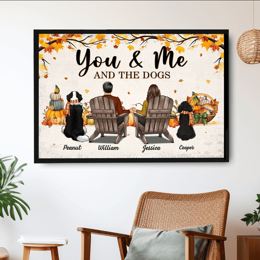 “You & Me and the Dogs” Personalized Autumn Poster – Cozy Gift for Couples