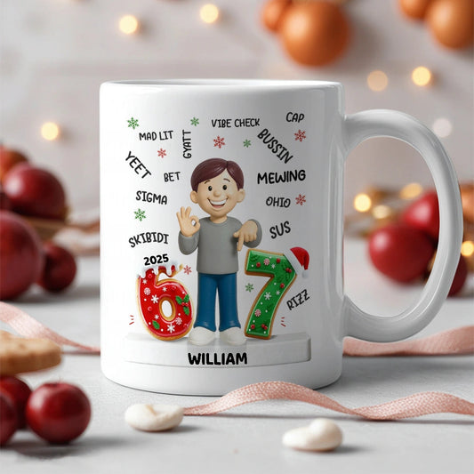 Teen Kid Custom Name Six Seven - Personalized Ceramic Mug, Fun Unique Gift for Kids or Teens