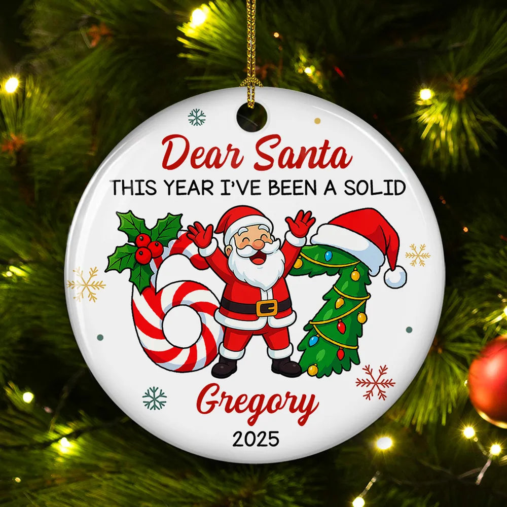Personalized Ceramic Ornament with Funny Santa Design, Unique Christmas Tree Decoration & Playful Holiday Gift