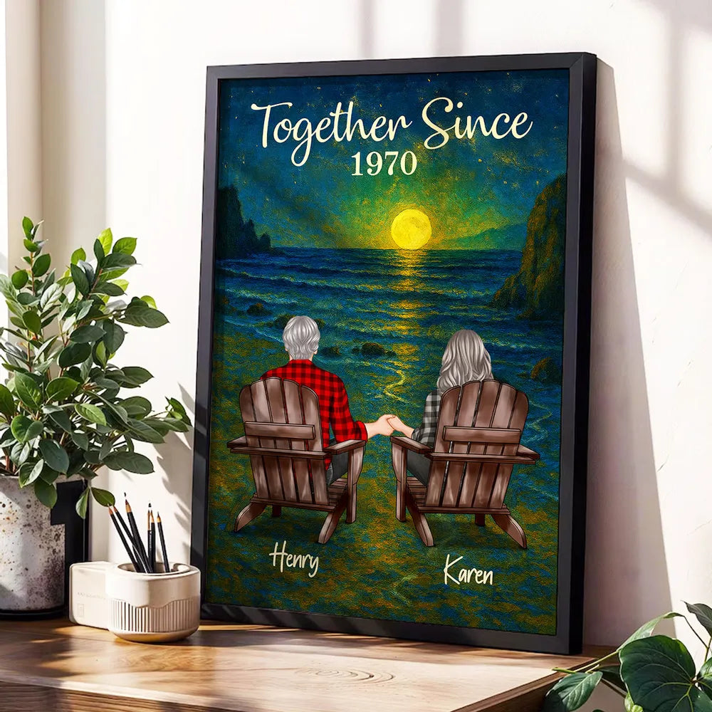 Personalized Poster for Couple with Sunset Beach Scene, Romantic You & Me Art, Unique Gift for Husband, Wife or Partner