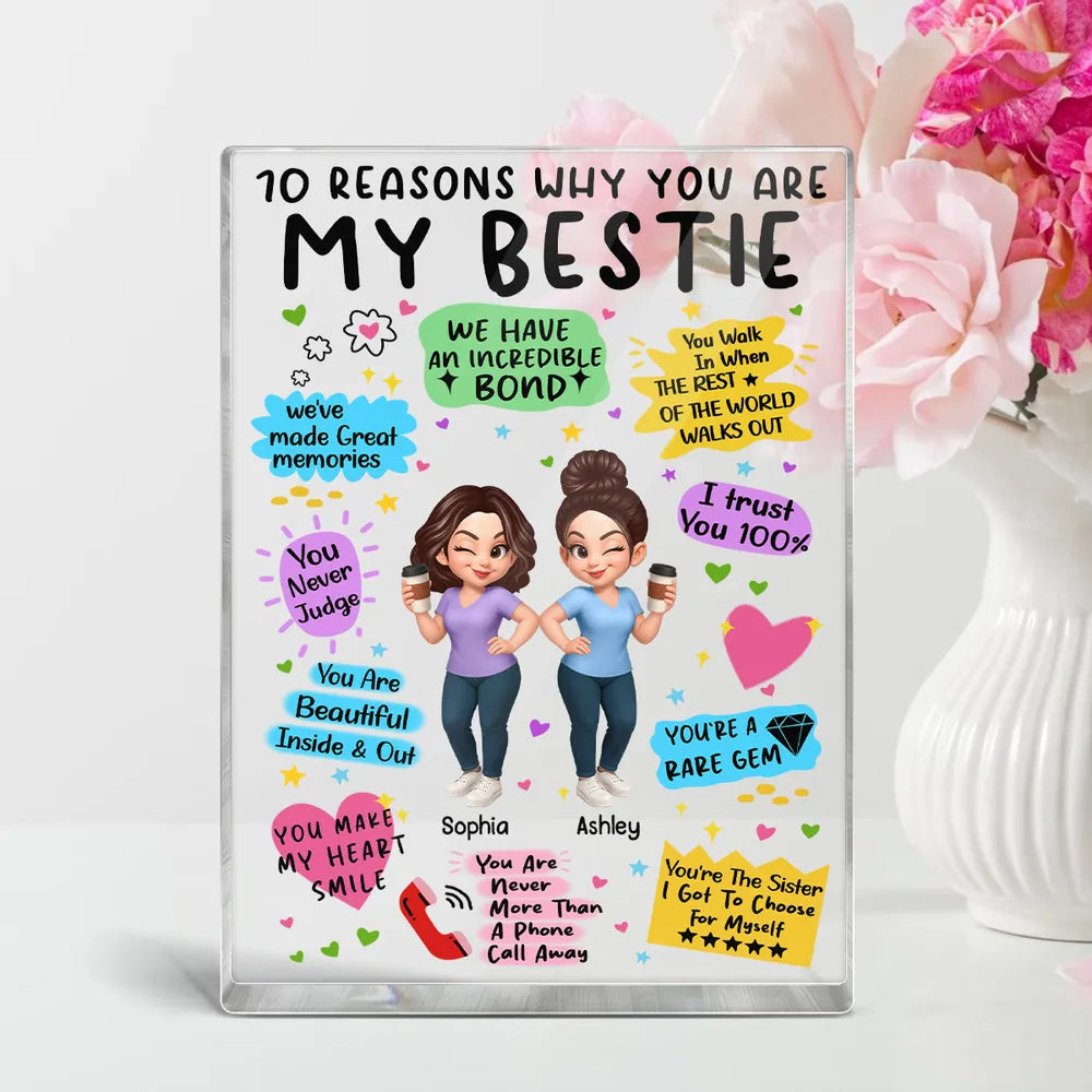 “10 Reasons Why You Are My Bestie” Personalized Acrylic Block Plaque