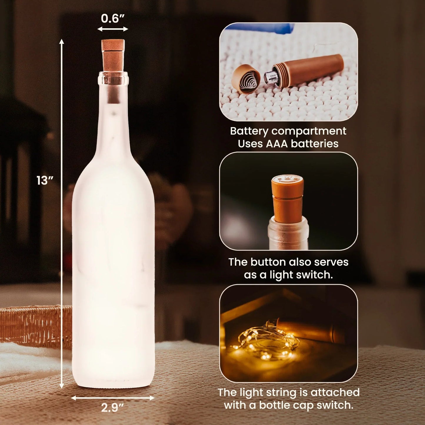 Personalized Bottle Lamp for Wife with Love Quote and Holding Hands Design, Warm Glow Bedroom Decor, Unique Romantic Gift