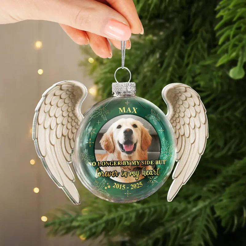 Personalized Acrylic Flat Ball Ornament with Angel Wings for Pets – Custom Photo Memorial Keepsake, Forever Loved Unique Gift