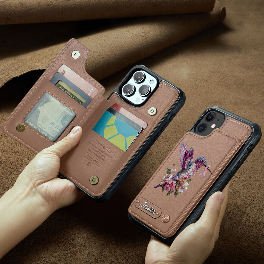 Breast Cancer Awareness Hummingbird - Personalized Breast Cancer Awareness Wallet Phone Case