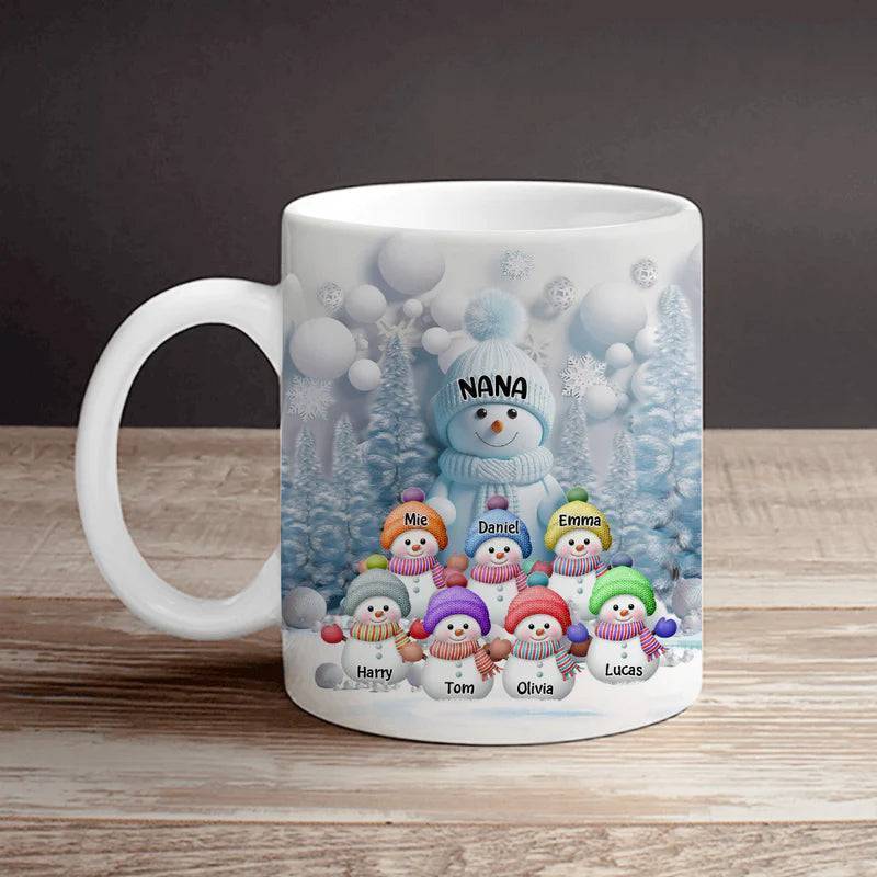 Christmas Personalized Mug - Blue Vibe Snowman - Gifts For Grandma Mom