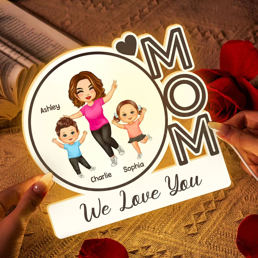 MOM We Love You – Custom Plaque for Mother's Day, Birthday or Family Celebration
