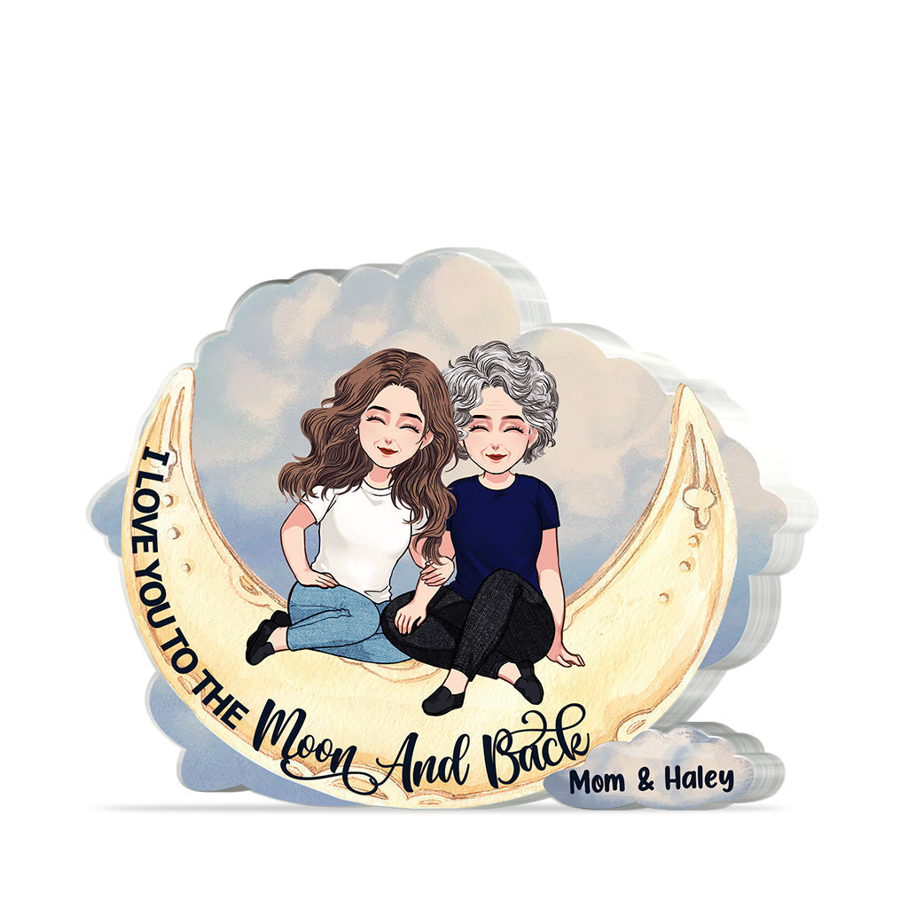To The Moon And Back - Personalized Mother's Day Mother Custom Shaped Acrylic Plaque