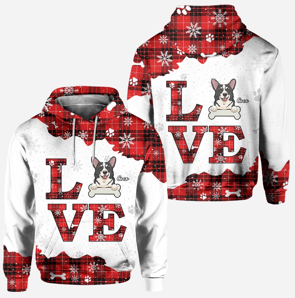 Love Dogs - Personalized Christmas Dog Hoodie and Leggings