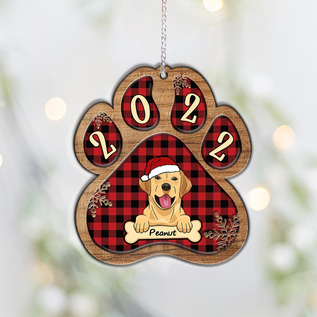 Cute Dog Paw - Personalized Christmas Dog Layered Wood Ornament