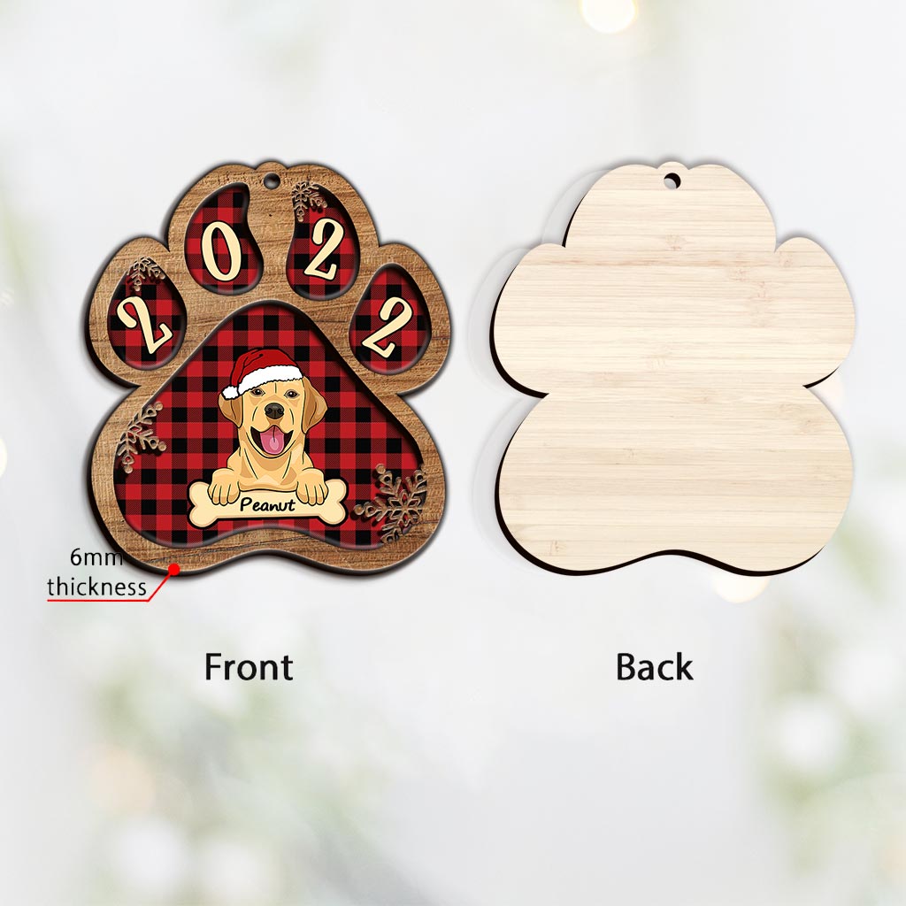 Cute Dog Paw - Personalized Christmas Dog Layered Wood Ornament