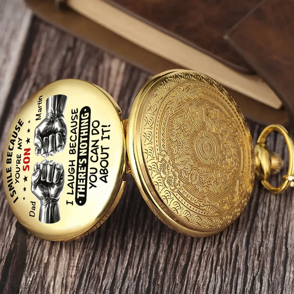 To My Son Pocket Watch, Personalized Message Keepsake, Timeless Gift From Dad for Retirement or Anniversary