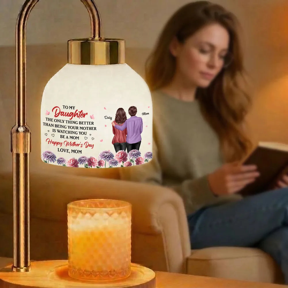 Watching You Be a Mom Candle Warmer Lamp, Floral Mom to Daughter Gift, Cozy Neutral Decor for Mother's Day