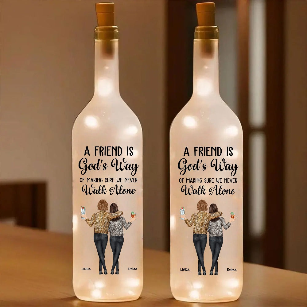 A Friend Is God's Way Bottle Lamp – Personalized Light-Up Gift for Best Friends