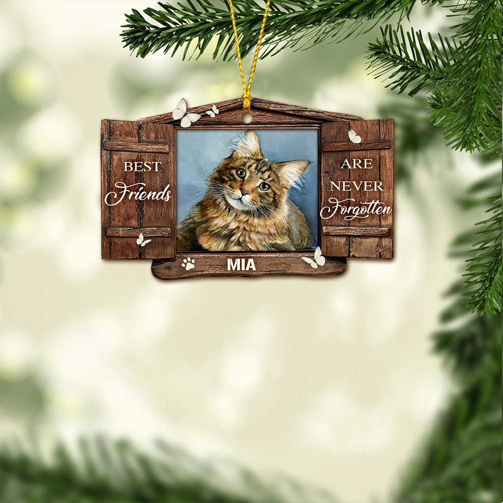 No Longer By Our Side - Personalized Christmas Cat Ornament (Printed On Both Sides)