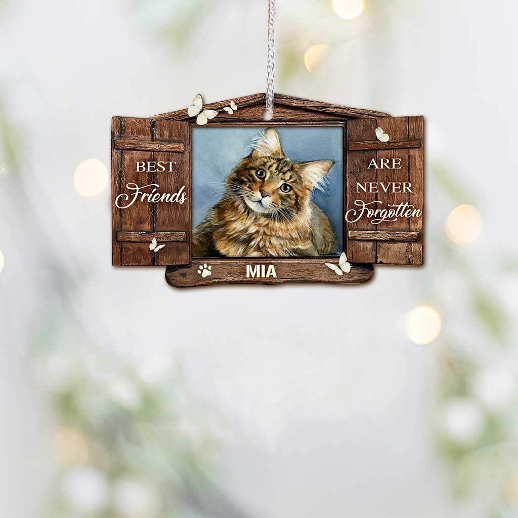 No Longer By Our Side - Personalized Christmas Cat Ornament (Printed On Both Sides)