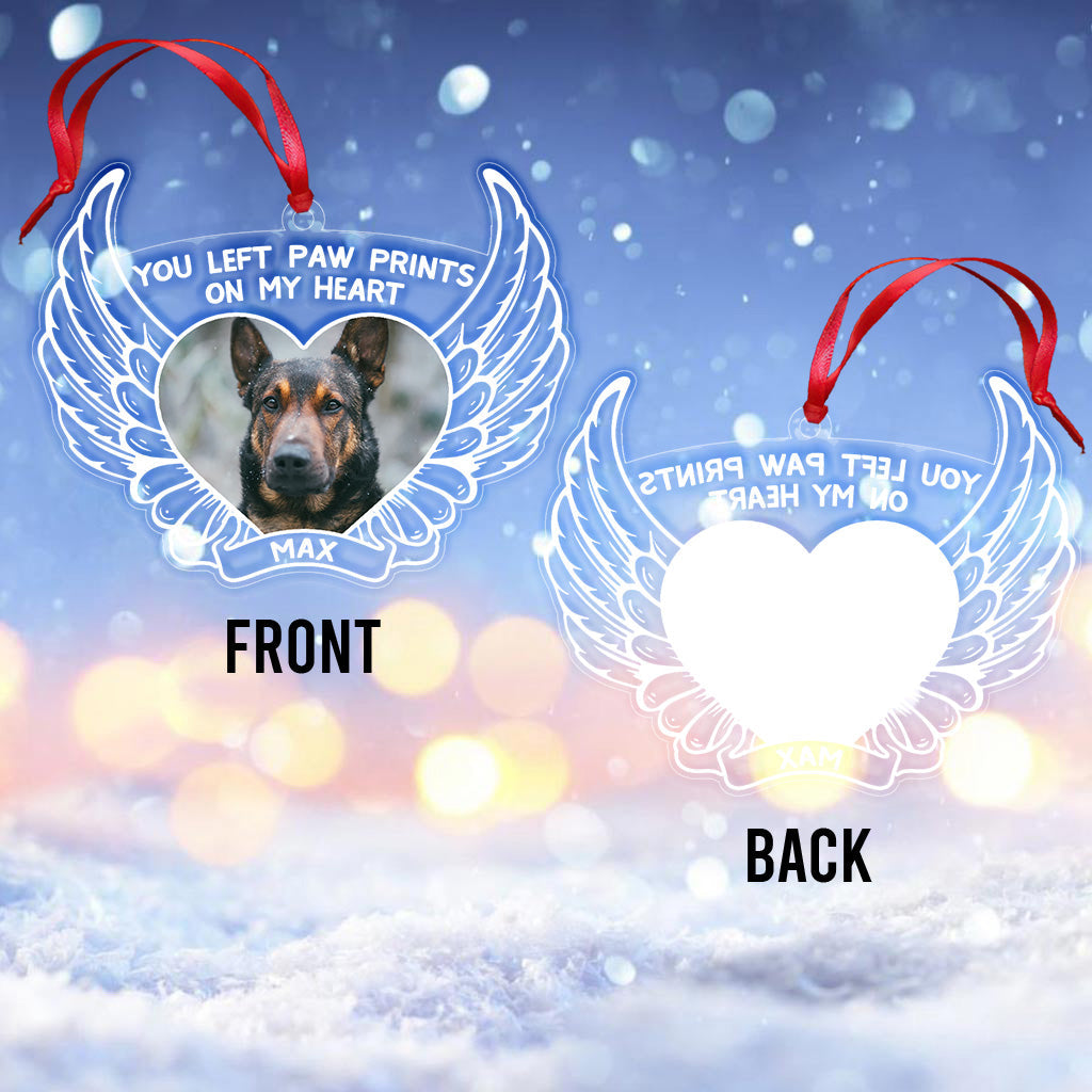 You Left Paw Prints On My Heart - Personalized Christmas Dog Transparent Ornament
