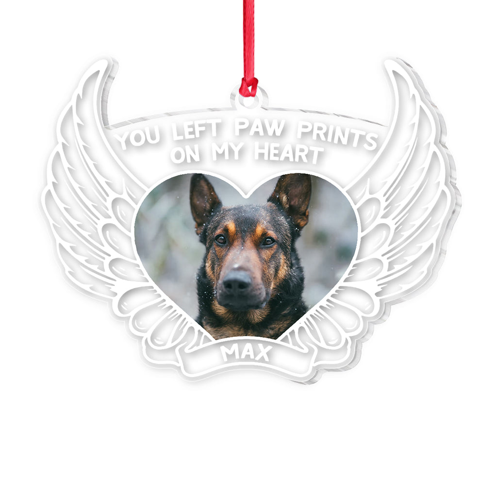 You Left Paw Prints On My Heart - Personalized Christmas Dog Transparent Ornament
