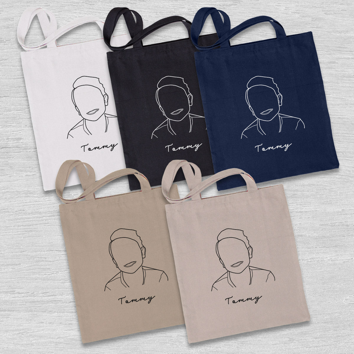 Custom Photo Line Art - Personalized Kid Embroidered Tote Bag