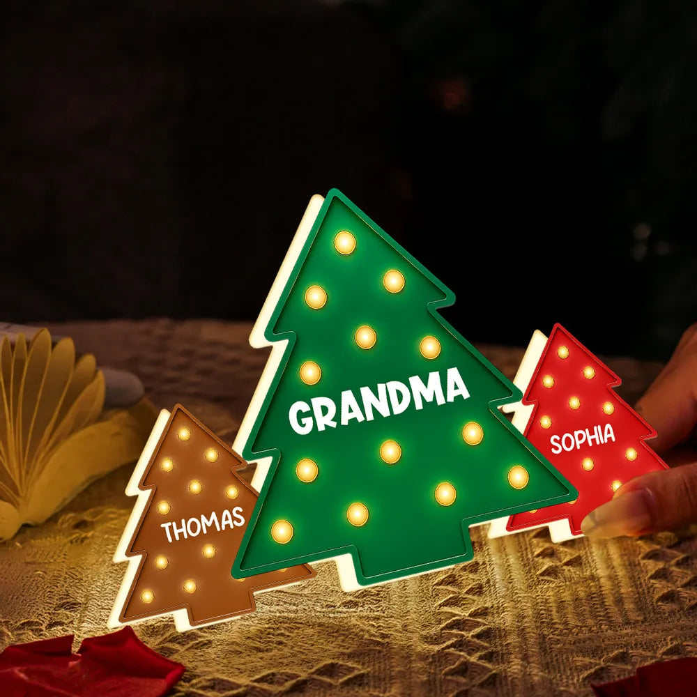 Christmas Tree Acrylic Light Box – Personalized Holiday Gift for Grandma and Family