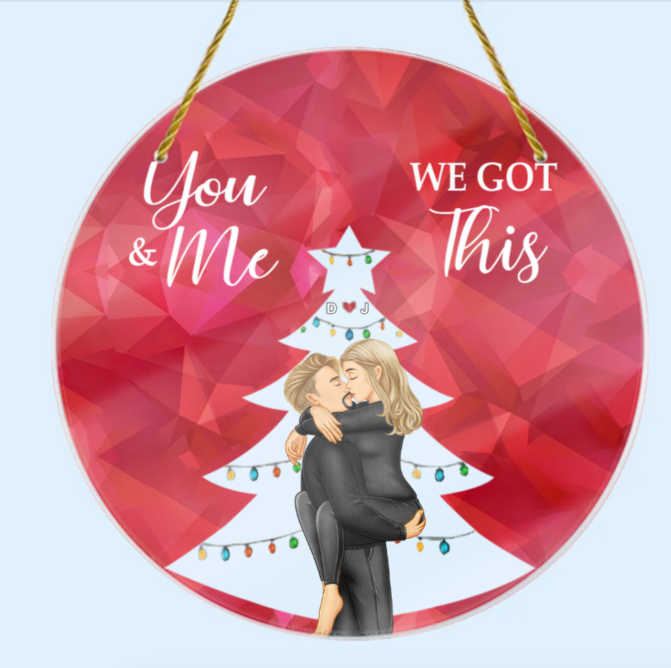 From Our First Kiss Till Our Last Breath Christmas Couple - Personalized Custom Shaped Keychain or Ornament or Poster or Plaque