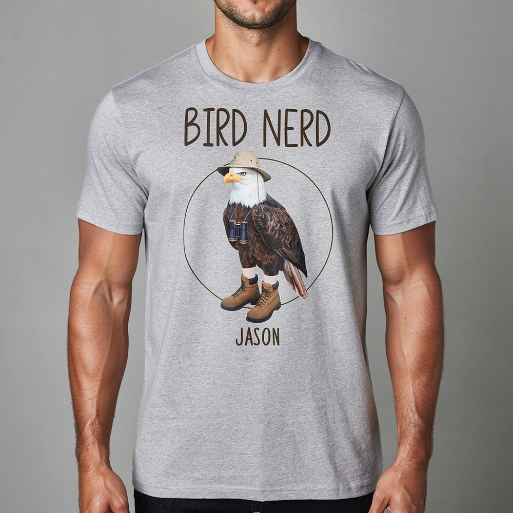 Personalized Bird Nerd Classic Tee with Funny Eagle Illustration for Bird Lovers, Unique Gift for Any Birder