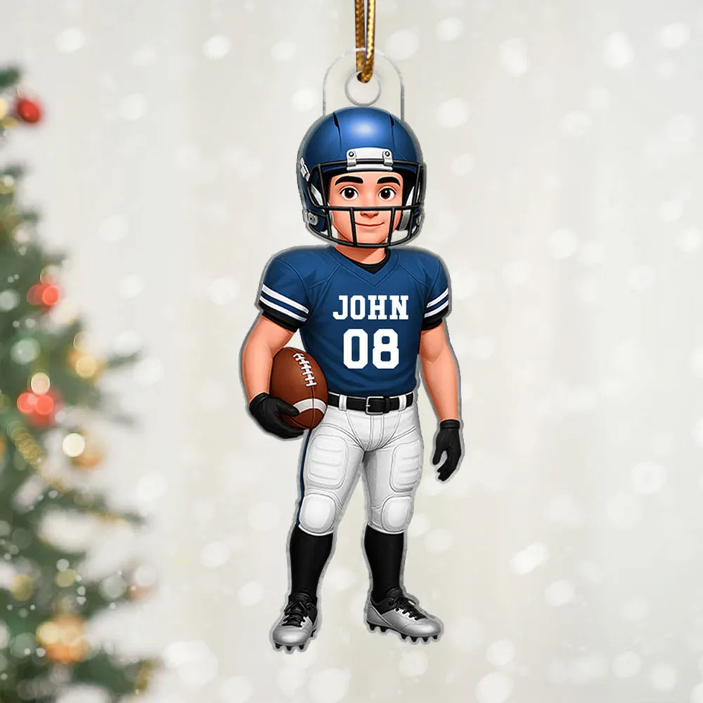 Personalized Football Player Acrylic Ornament, High-Quality Print, Gift-Ready Keepsake for Athletes