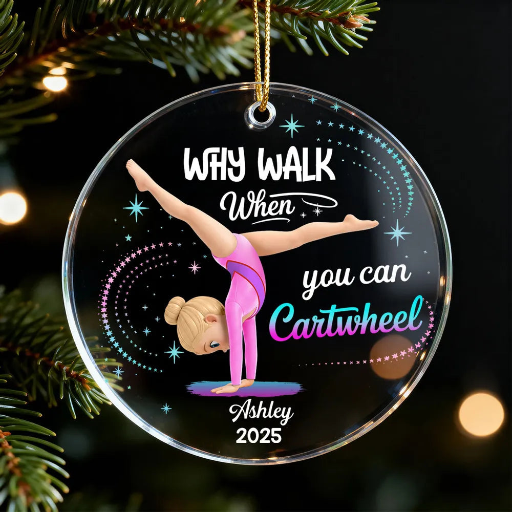 Personalized Acrylic Ornament Gymnast Cartwheel Girl Glitter Star Design Unique Gift For Daughter Or Granddaughter