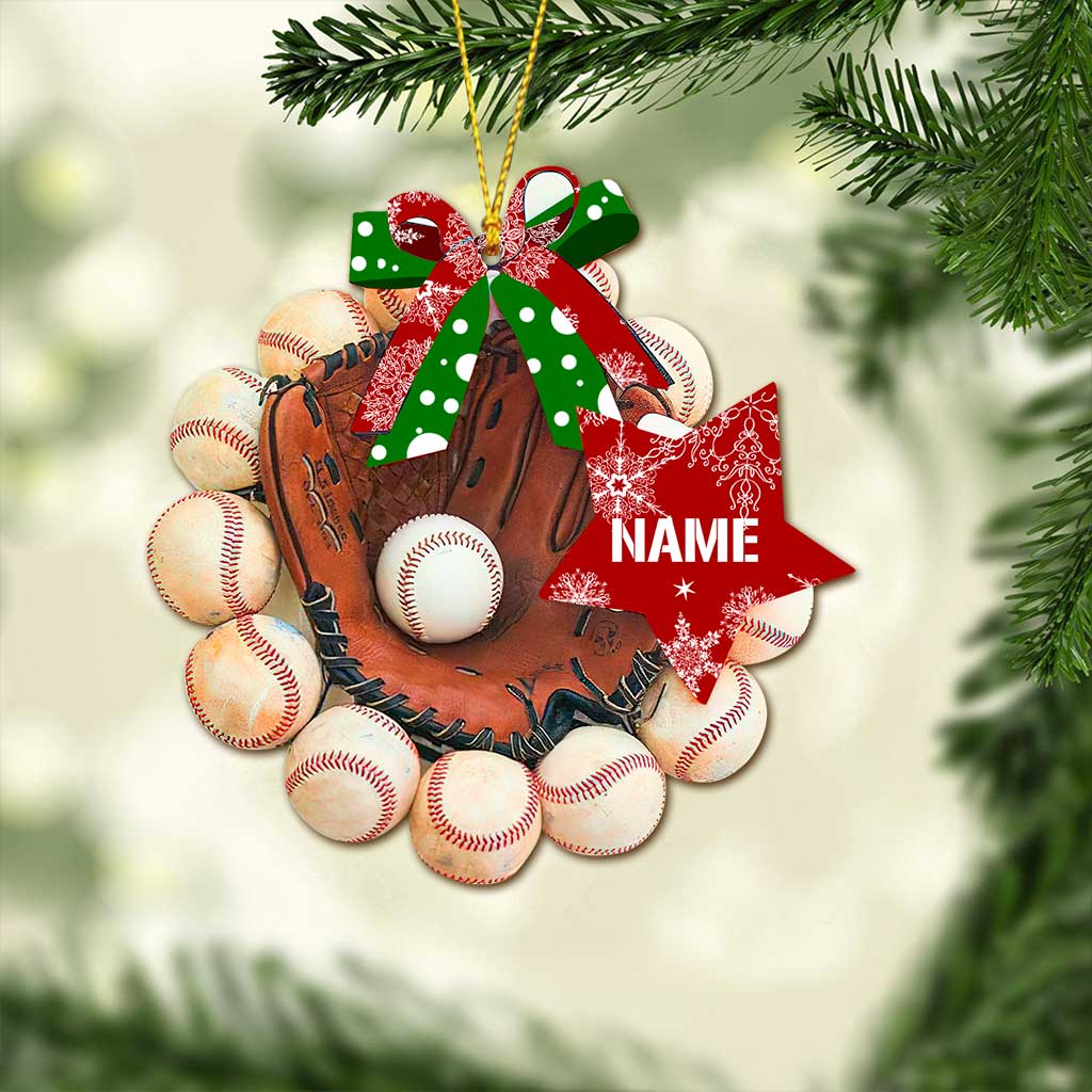 Baseball Glove - Personalized Christmas Ornament (Printed On Both Sides)