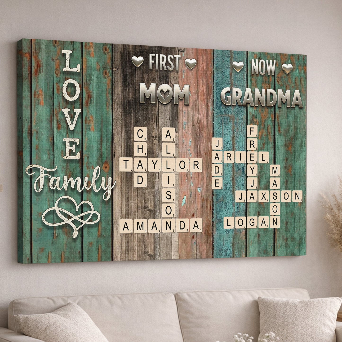 First Mom Now Grandma Poster, Personalized Family Keepsake Wall Art, Heartwarming Gift for Mom, Grandma