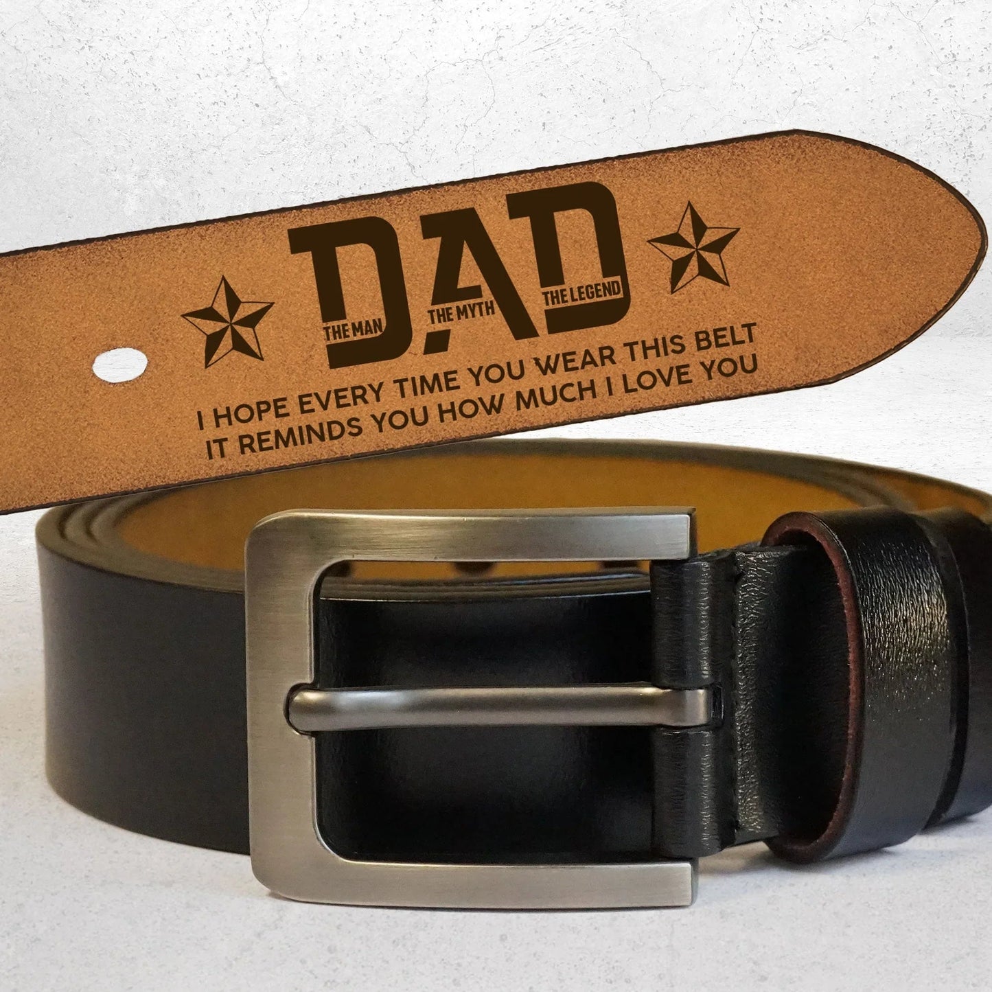 Personalized Leather Belt for Dad, Engraved 'It Reminds You How Much I Love You' Message, Unique Gift for Daily Wear