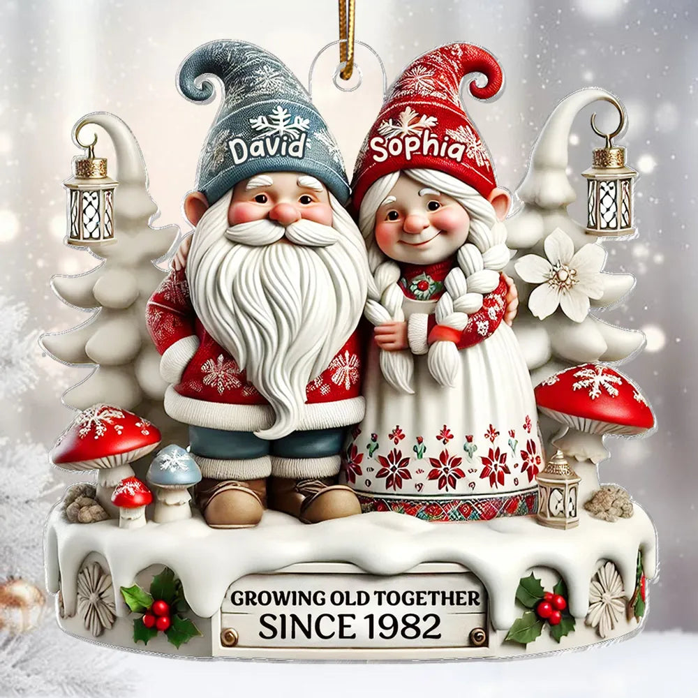 Personalized Christmas Ornament with Elderly Couple, Holiday Gift