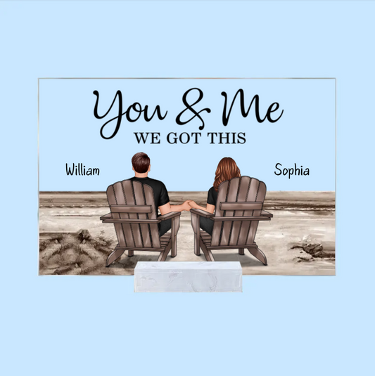 Seaside Memories - Personalized Vintage Beach Couple Acrylic Or Wooden Or LED Light Plaque - A Timeless Anniversary Gift for Him & Her