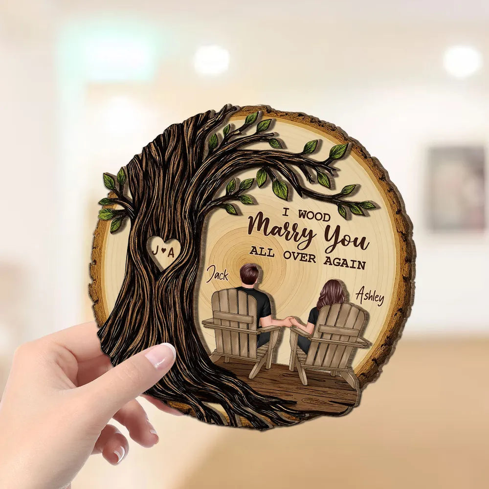 Personalized 2-Layer Wooden Plaque Couple Holding Hands Under Tree, You & Me We Got This, Unique Romantic Gift