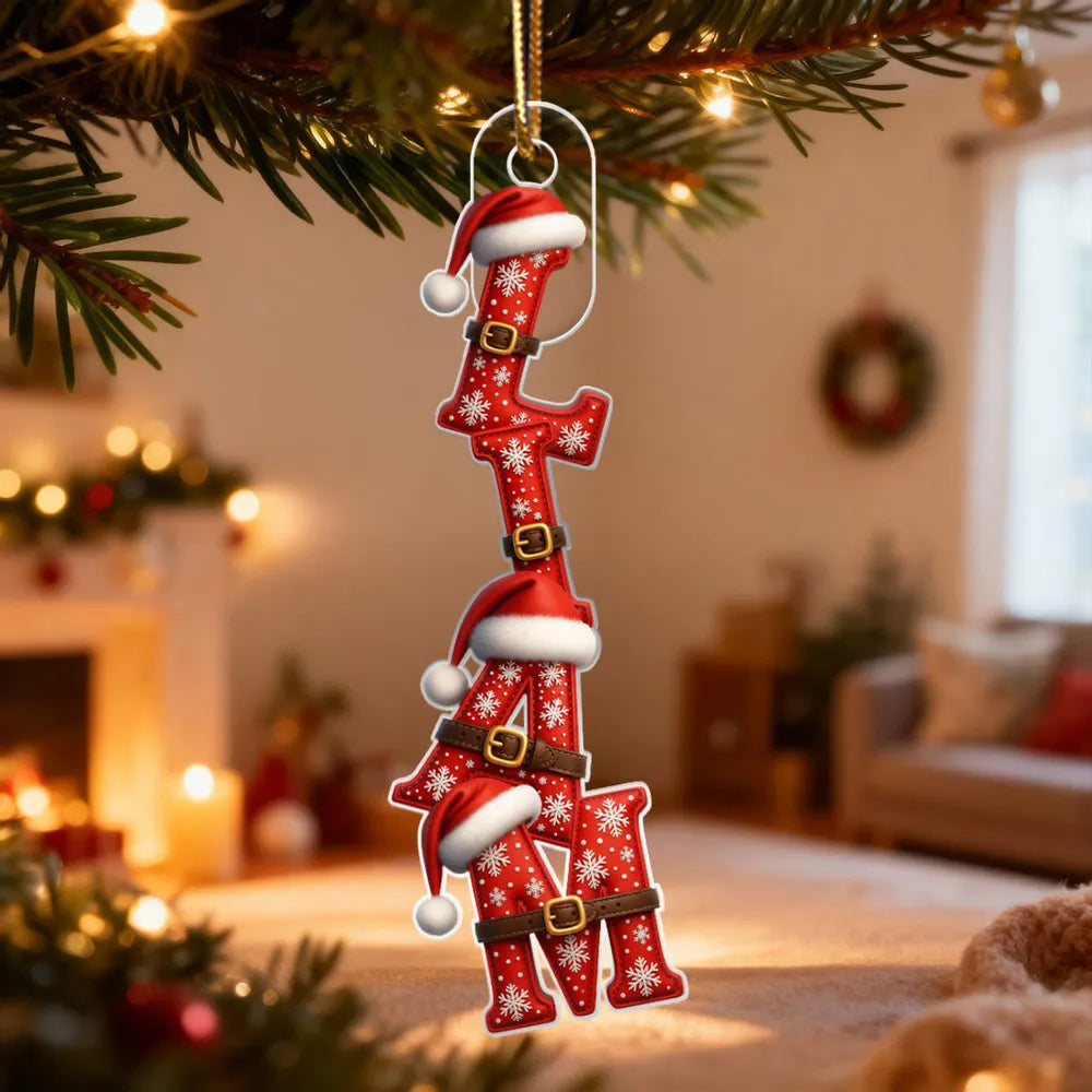 Personalized Acrylic Ornament with Santa Alphabet Letters, Custom Christmas Tree Decor, Unique Holiday Gift for Kids & Families