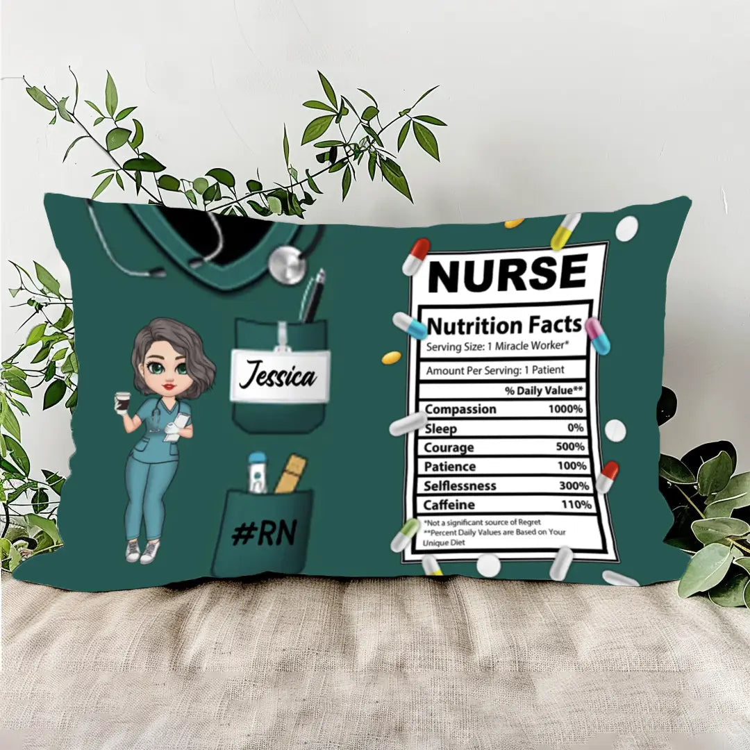 Personalized Nurse Nutrition Facts Cup, Wallet Card, Pillow,Plaque - Perfect Gift for Healthcare Heroes